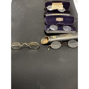 Lot of 4 Antique 19th Century Spectacles & Pince-Nez Eyeglasses